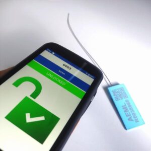 RFID seal scanned with smartphone unlocking digital access system