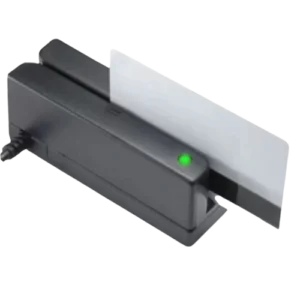 magnetic stripe reader with card swipe in progress
