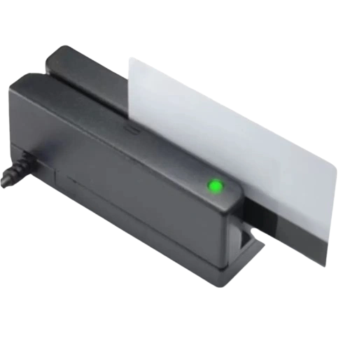 magnetic stripe reader with card swipe in progress