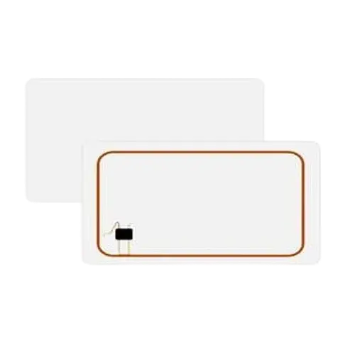 white HF RFID card with a visible internal antenna coil