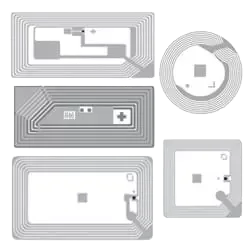 Collection of different High Frequency (HF) RFID inlay and smart label antenna designs.